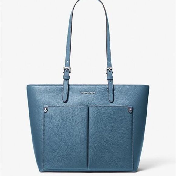 New Michael Kors Jet Set Travel Medium Double Pocket Tote Cornflower - Picture 1 of 4